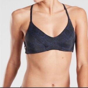 Athleta Snake Print Black & Dark Blue Triangle Bikini Top NWT A-C cup fit